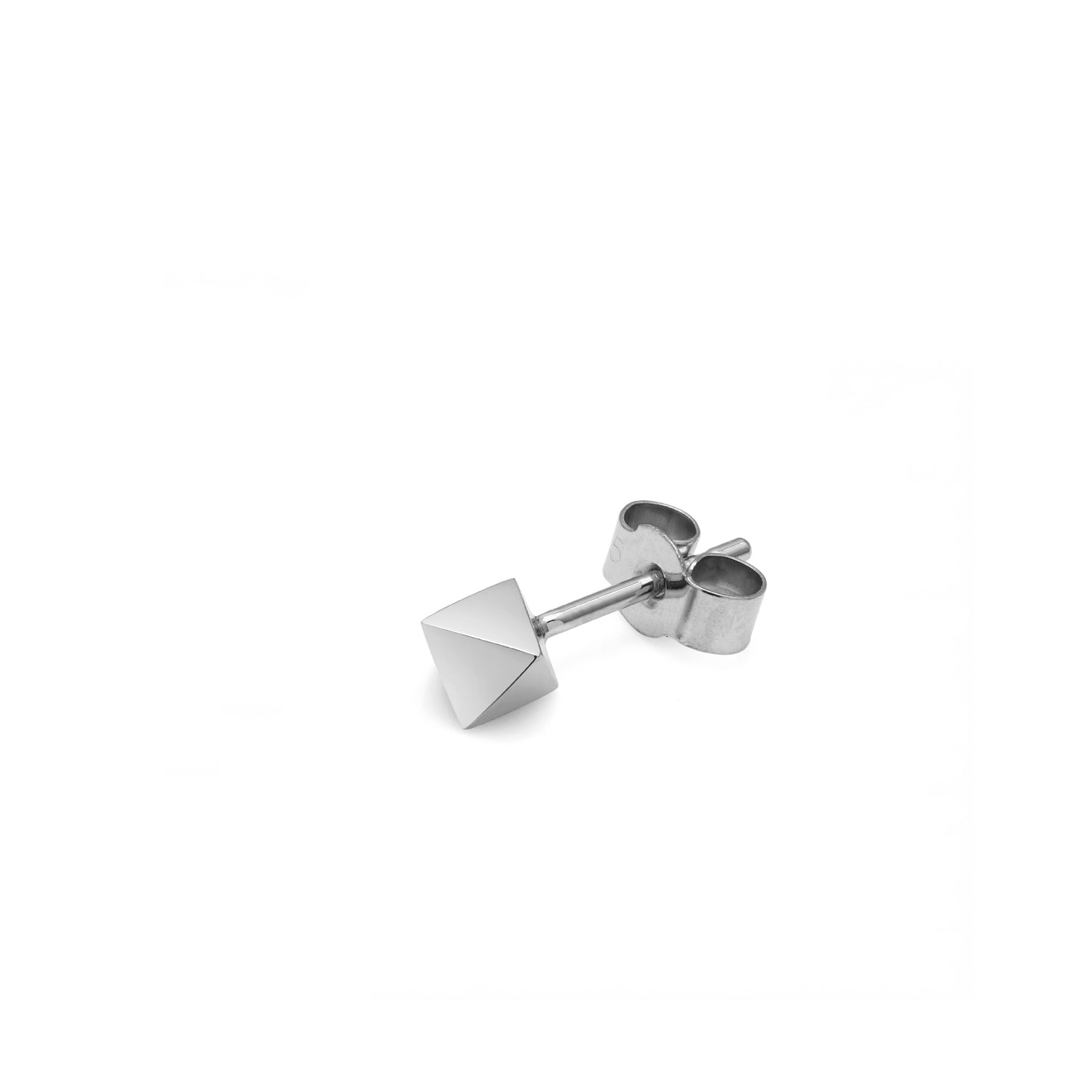 Single Octahedron Stud Earring - Silver