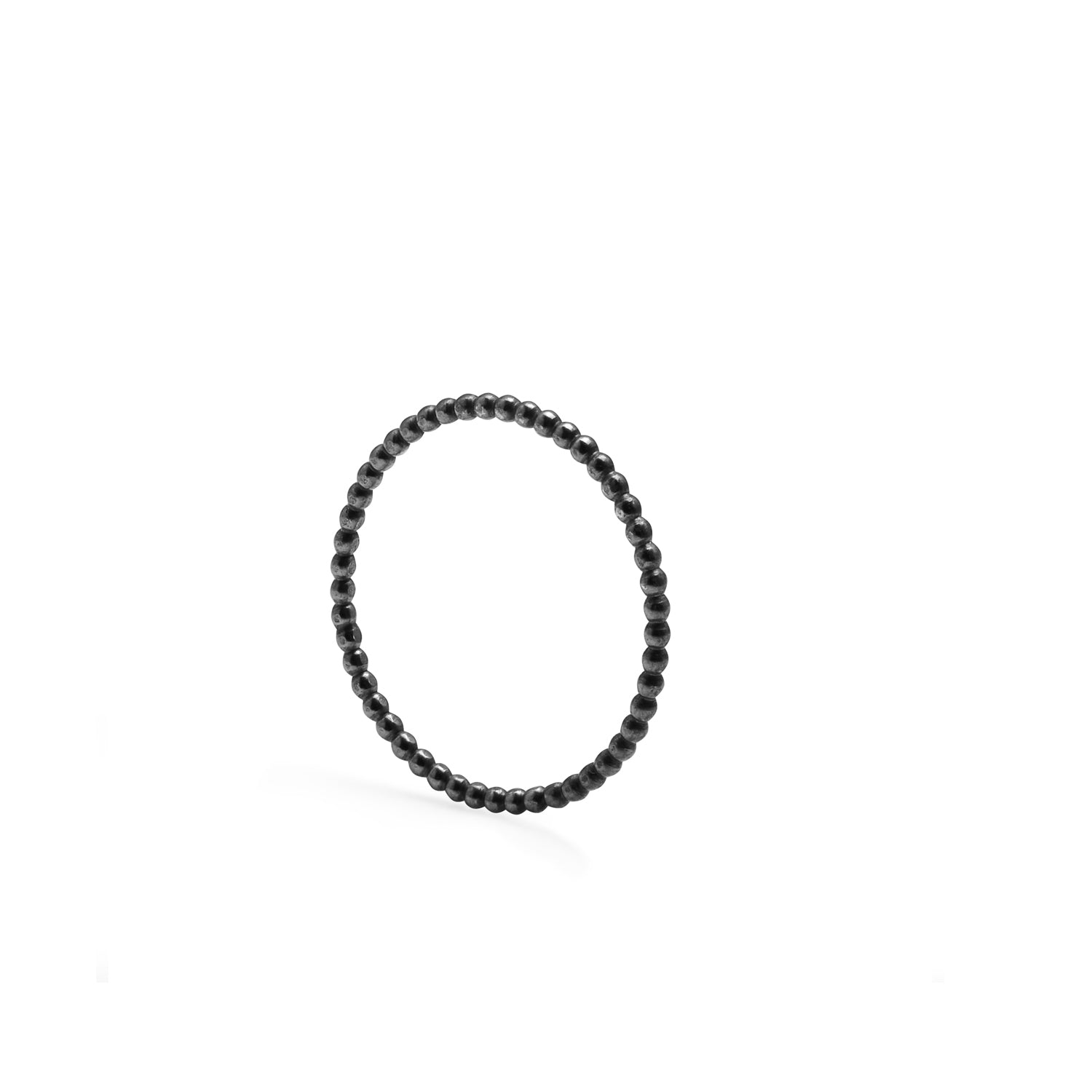 Skinny Sphere Stacking Ring - Oxidised Silver - Myia Bonner Jewellery