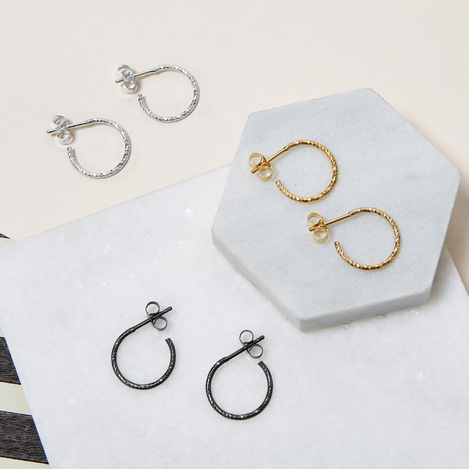 Mini Diamond Hoop Earrings - Gold - Myia Bonner Jewellery