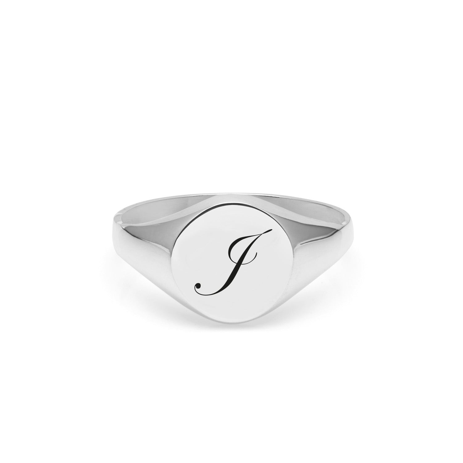 Initial J Edwardian Signet Ring - Silver