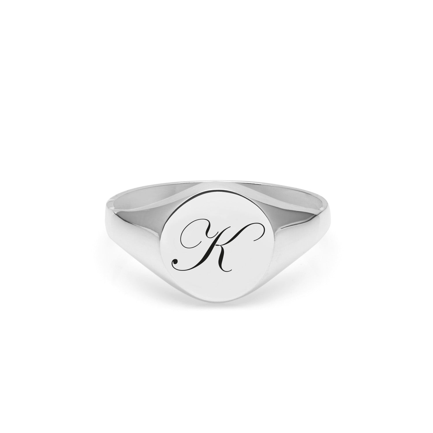 Initial K Silver Edwardian Signet Ring