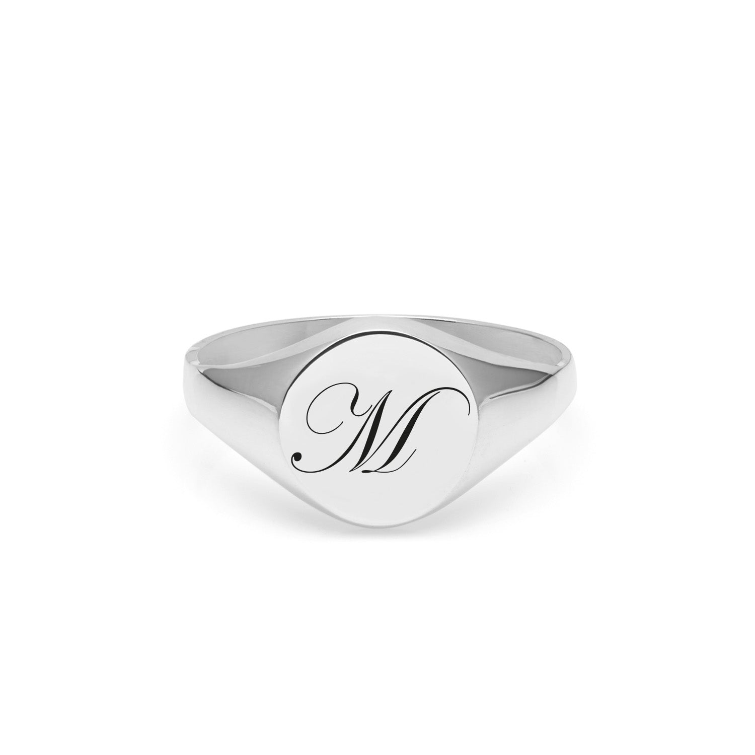 Initial M Edwardian Signet Ring - Silver