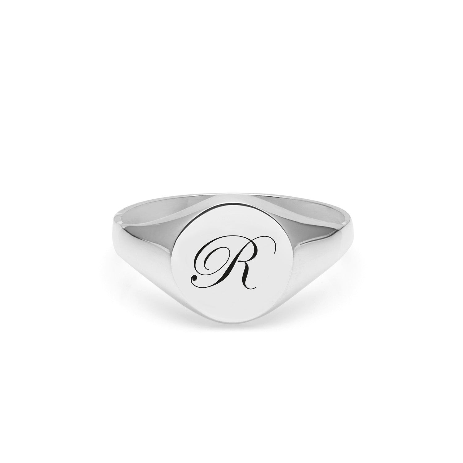 Initial R Edwardian Signet Ring - Silver
