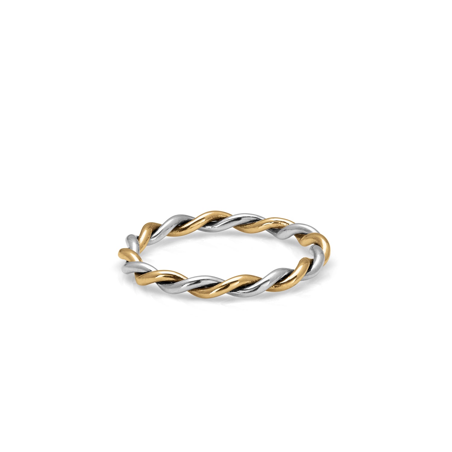 Two-Tone Twisted Band - 18k Yellow & White Gold