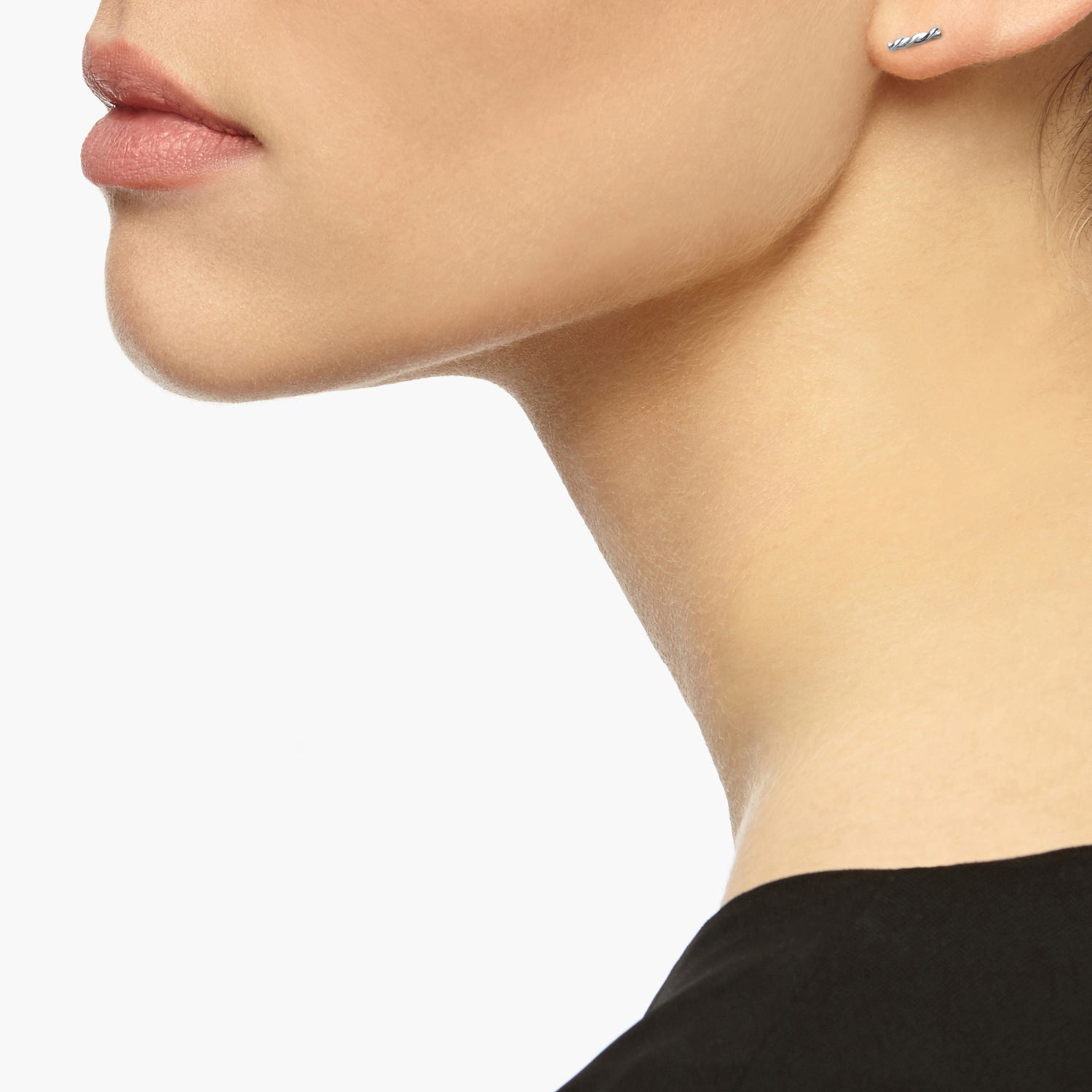 Single Mini Twisted Bar Stud Earring - Silver
