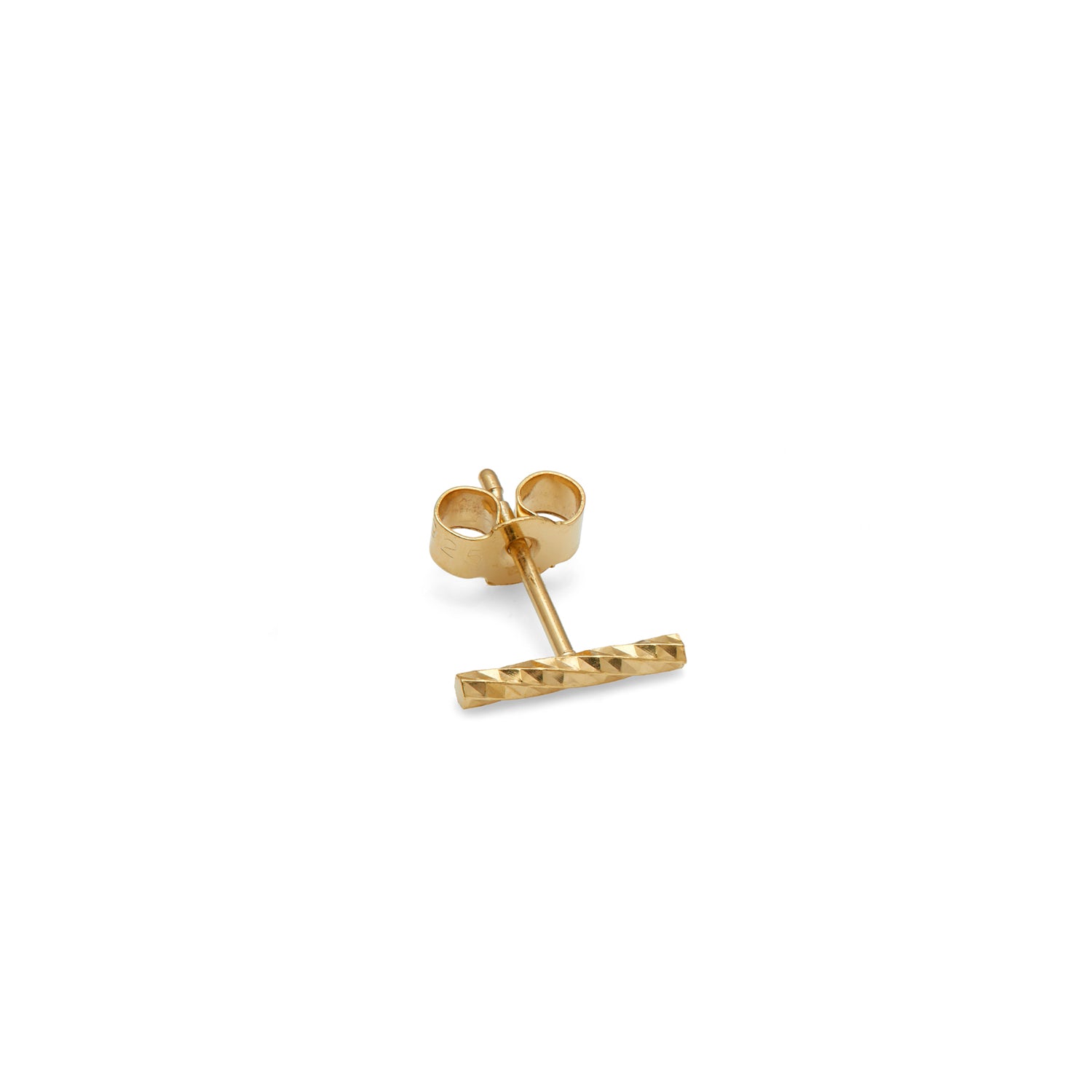 Single Faceted Bar Stud Earring - Gold