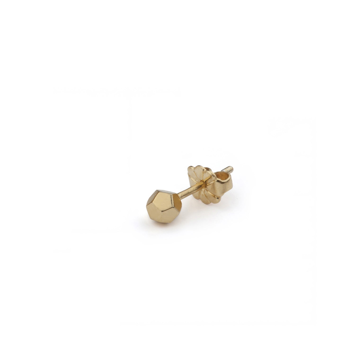 Single Dodecahedron Stud Earring - Gold