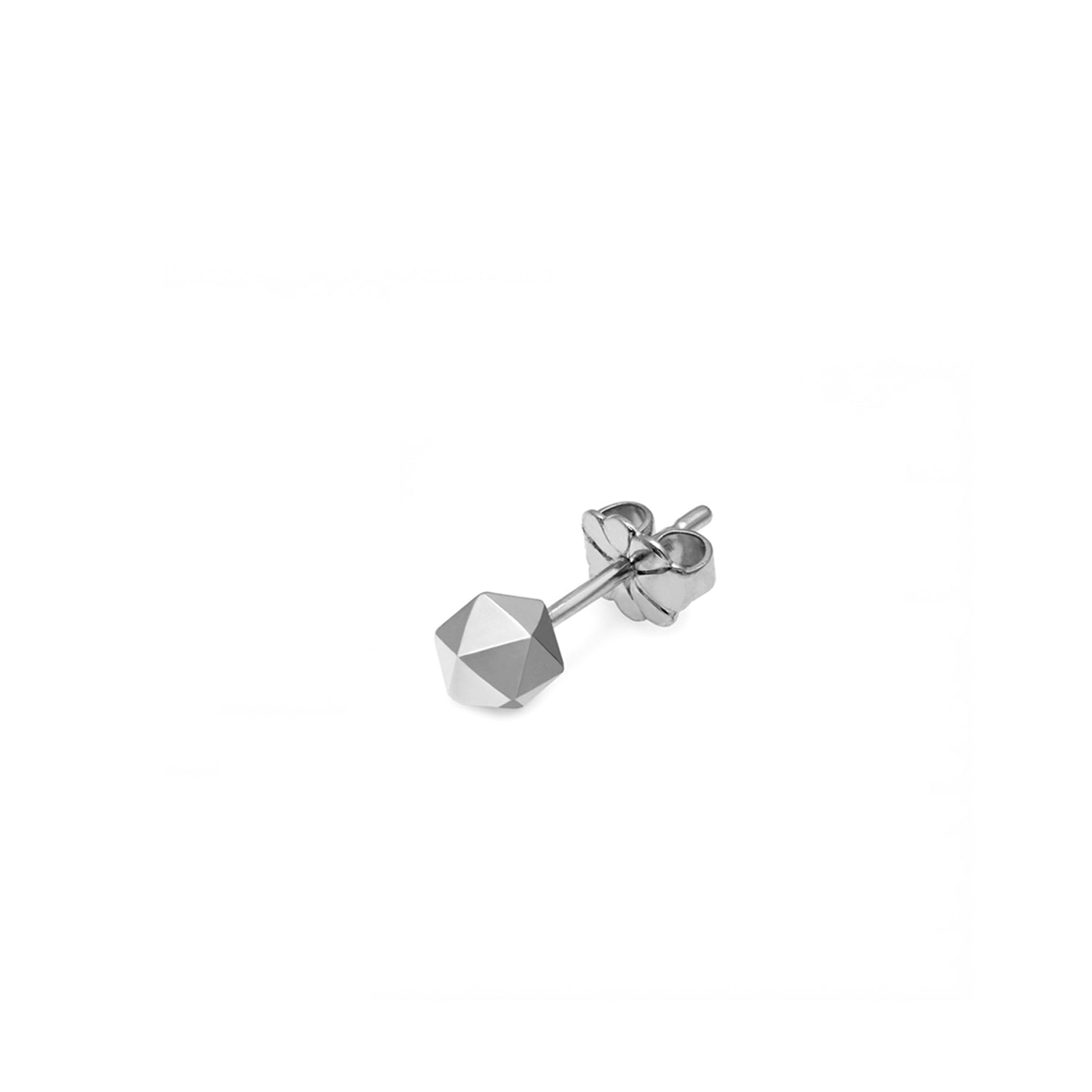 Single Icosahedron Stud Earring - Silver