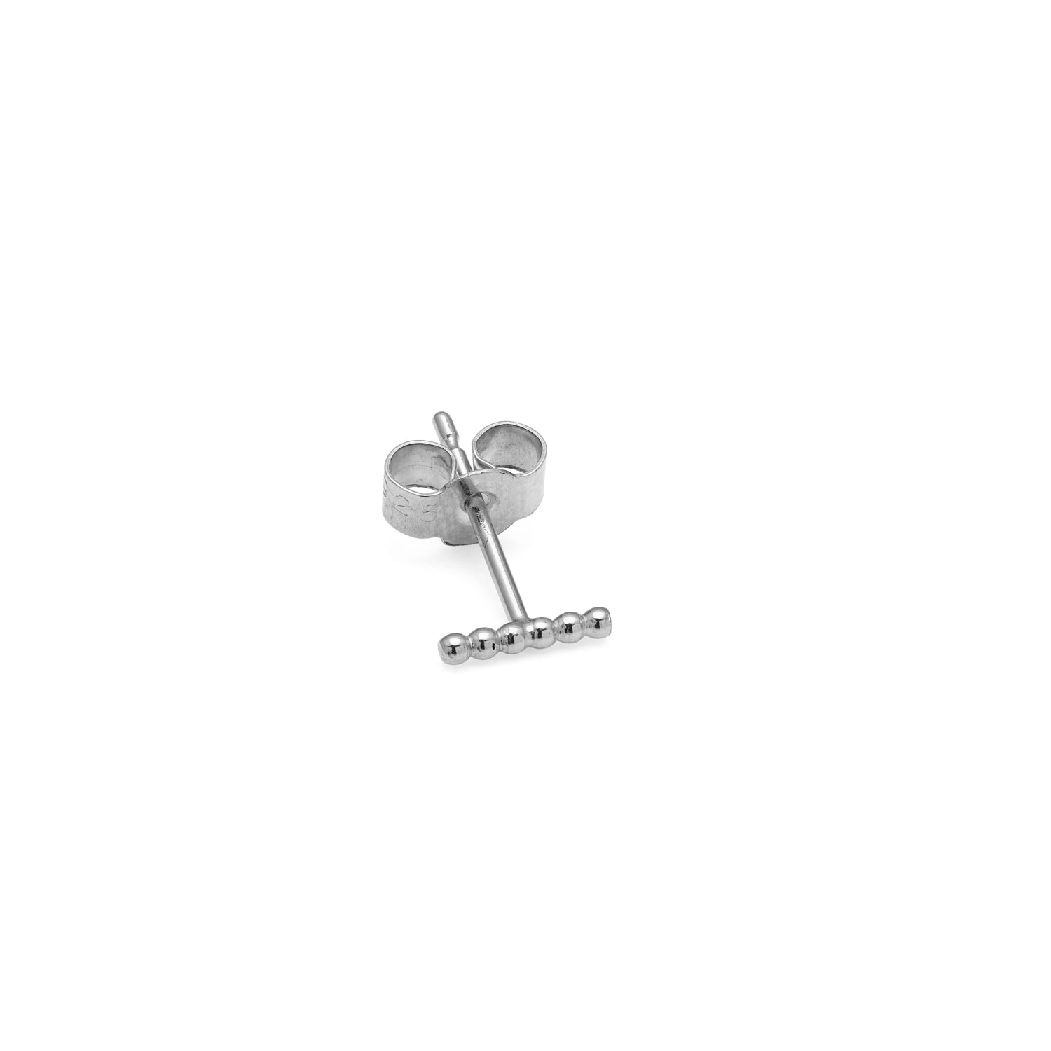 Single Mini Sphere Bar Stud Earring - Silver