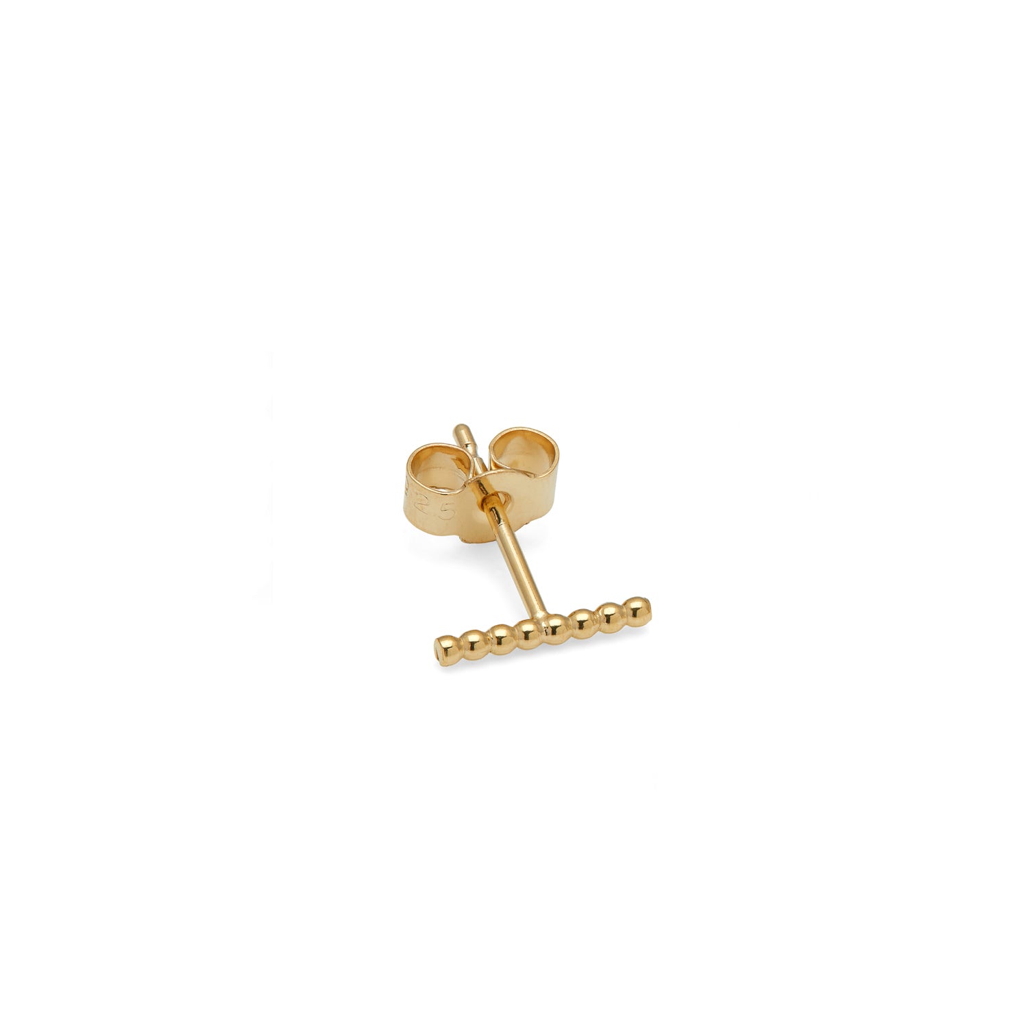Single Sphere Bar Stud Earring - 9k Yellow Gold